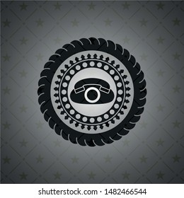 phone icon inside realistic black emblem