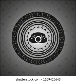 phone icon inside realistic dark emblem