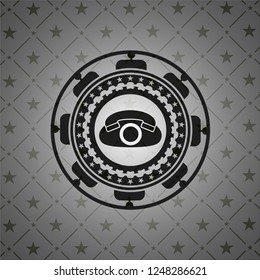 phone icon inside realistic dark emblem