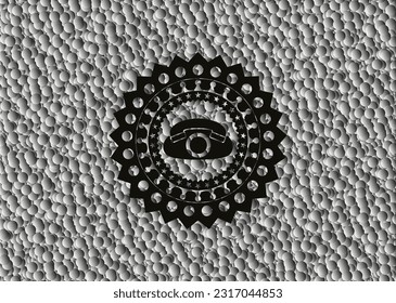 phone icon inside realistic dark emblem with bubbles background. Vector Illustration. Detailed. 