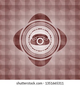 phone icon inside red badge with geometric background. Seamless.