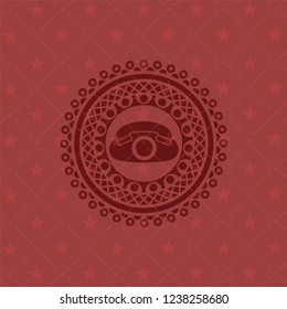 phone icon inside red emblem. Vintage.