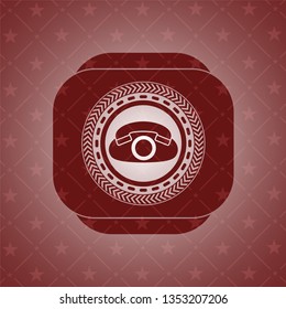 phone icon inside red emblem. Retro