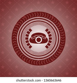 phone icon inside red emblem. Retro