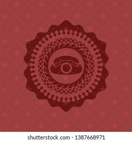 phone icon inside red emblem. Retro