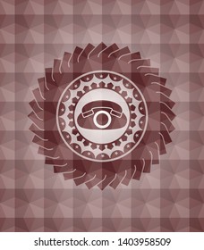 phone icon inside red emblem with geometric background. Seamless.
