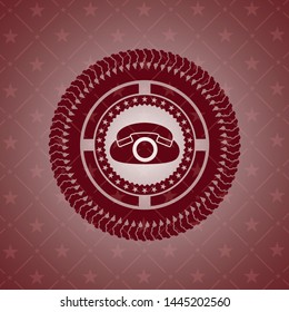 phone icon inside red icon or emblem
