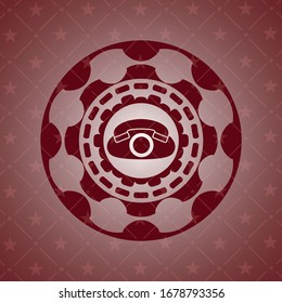 icono del teléfono dentro del emblema rojo. Retro