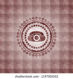 phone icon inside red seamless geometric badge.