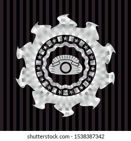 phone icon inside silver emblem