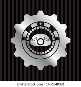 phone icon inside silver shiny emblem