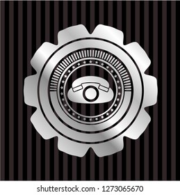 phone icon inside silvery shiny badge