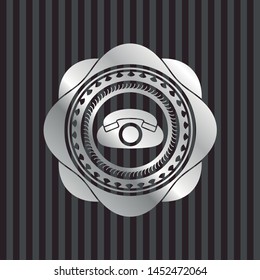phone icon inside silvery shiny badge
