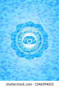 phone icon inside sky blue mosaic emblem