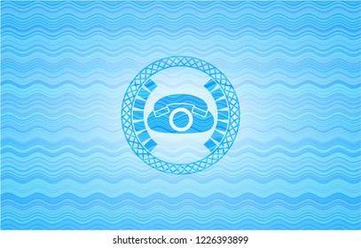 phone icon inside water representation style badge.