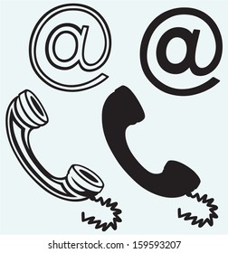 Phone icon isolated on blue background