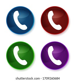Phone icon isolated on shiny round buttons set illustration