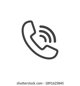 Phone icon in line style isolated on white background. Telephone symbol. Call sign business concept. Vector illustration.