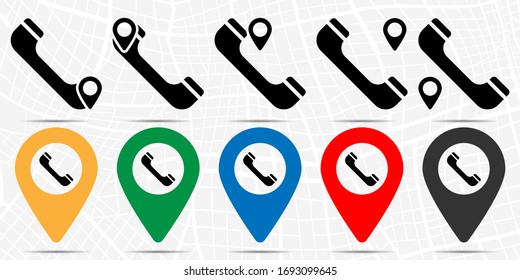 Icono de teléfono en el conjunto de ubicaciones. Glifo simple, elemento de ilustración plana de la web, iconos temáticos minimalistas
