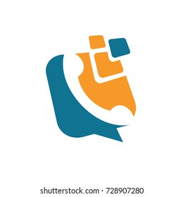 Phone icon logo design template vector
