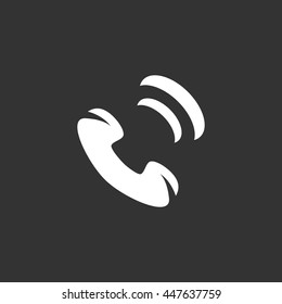 Phone icon. Logo isolated on black background. Vector illustration