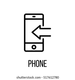 Phone icon or logo in modern line style. High quality black outline pictogram for web site design and mobile apps. Vector illustration on a white background.