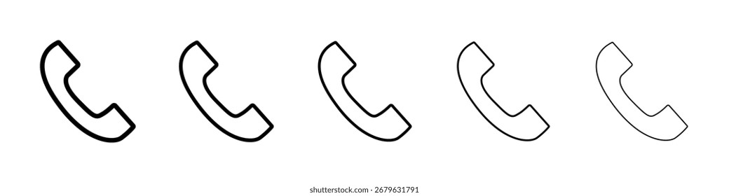 Phone icon logo in stroke lines collection