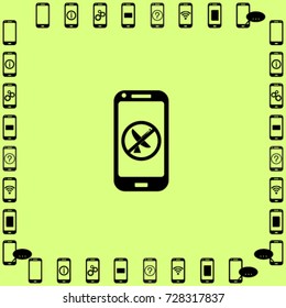 Phone icon, lost signal vector illustration