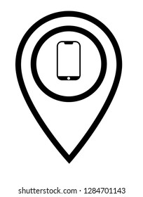 phone icon and map pin. logo concept. Designed for your web site design, logo, app, UI