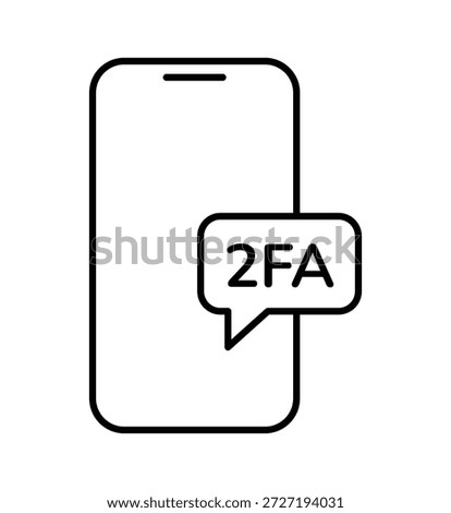 Phone icon with a message bubble displaying "2FA", symbolizing two-factor authentication for enhanced security