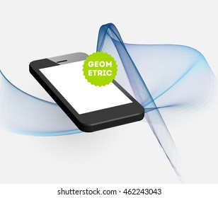 Phone Icon. Mobile Technologies. Abstract Background. Geometric Triangles Pattern for Business Presentations, Application Cover and Web Site Design. Vector Illustration.