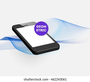 Phone Icon. Mobile Technologies. Abstract Background. Geometric Triangles Pattern for Business Presentations, Application Cover and Web Site Design. Vector Illustration.