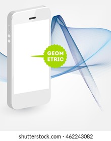 Phone Icon. Mobile Technologies. Abstract Background. Geometric Triangles Pattern for Business Presentations, Application Cover and Web Site Design. Vector Illustration.