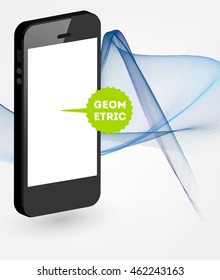 Phone Icon. Mobile Technologies. Abstract Background. Geometric Triangles Pattern for Business Presentations, Application Cover and Web Site Design. Vector Illustration.
