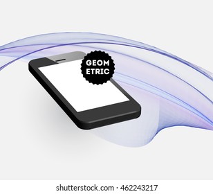 Phone Icon. Mobile Technologies. Abstract Background. Geometric Triangles Pattern for Business Presentations, Application Cover and Web Site Design. Vector Illustration.