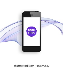 Phone Icon. Mobile Technologies. Abstract Background. Geometric Triangles Pattern for Business Presentations, Application Cover and Web Site Design. Vector Illustration.