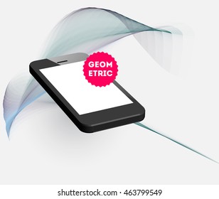 Telefonsymbol. Mobile Technologien. Abstrakter Hintergrund. Geometrisches Dreiecksmuster für Geschäftspräsentationen, Anwendungsabdeckung und Website-Design. Vektorgrafik.