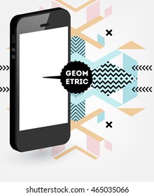 Phone Icon. Mobile Technologies. Abstract Background. Geometric Triangles Pattern for Business Presentations, Application Cover and Web Site Design. Vector Illustration.