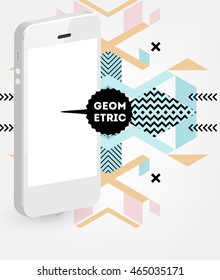 Phone Icon. Mobile Technologies. Abstract Background. Geometric Triangles Pattern for Business Presentations, Application Cover and Web Site Design. Vector Illustration.