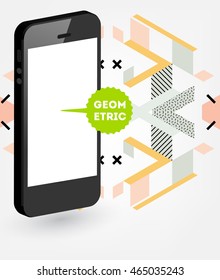Phone Icon. Mobile Technologies. Abstract Background. Geometric Triangles Pattern for Business Presentations, Application Cover and Web Site Design. Vector Illustration.