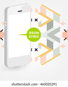 Phone Icon. Mobile Technologies. Abstract Background. Geometric Triangles Pattern for Business Presentations, Application Cover and Web Site Design. Vector Illustration.