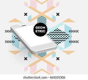 Icono de teléfono. Tecnologías móviles. Antecedentes abstractos. Patrón de triángulos geométricos para presentaciones empresariales, cubierta de aplicaciones y diseño de sitios web. Ilustración vectorial.
