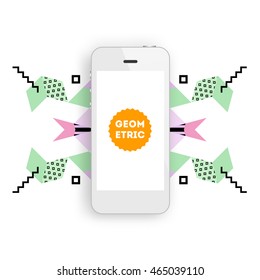 Icono de teléfono. Tecnologías móviles. Antecedentes abstractos. Patrón de triángulos geométricos para presentaciones empresariales, cubierta de aplicaciones y diseño de sitios web. Ilustración vectorial.