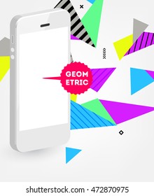 Icono de teléfono. Tecnologías móviles. Antecedentes abstractos. Patrón de triángulos geométricos para presentaciones empresariales, cubierta de aplicaciones y diseño de sitios web. Ilustración vectorial.