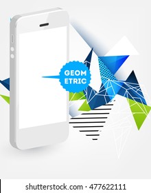 Icono de teléfono. Tecnologías móviles. Antecedentes abstractos. Patrón de triángulos geométricos para presentaciones empresariales, cubierta de aplicaciones y diseño de sitios web. Ilustración vectorial.