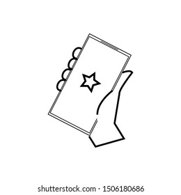 Phone icon monochrome vector design. Hand holding a smartphone. Mobile cellphone in hand minimalist design.