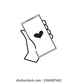 Phone icon monochrome vector design. Hand holding a smartphone. Mobile cellphone in hand minimalist design.
