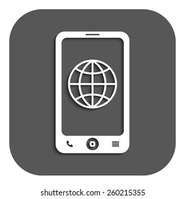 The phone icon. Network symbol. Flat Vector illustration. Button