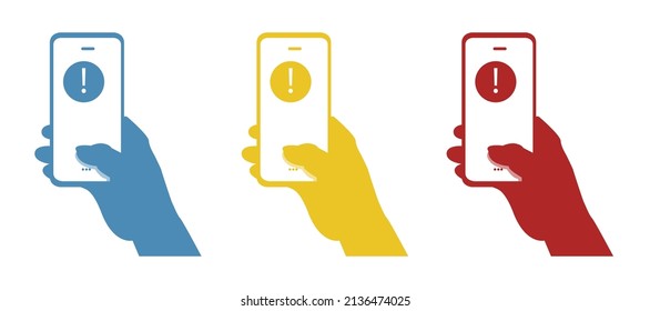 phone icon, notification concept, warning, vector illustration