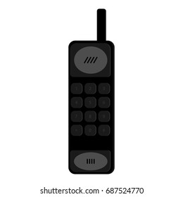 Phone icon. Old phone with antenna. Phone keypad. Vector illustration.